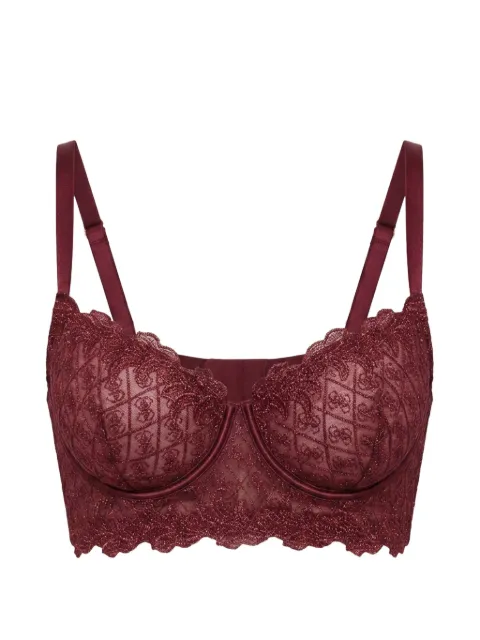 GUESS USA logo-embroidered lace-mesh bra Red O5RC19KCNR0