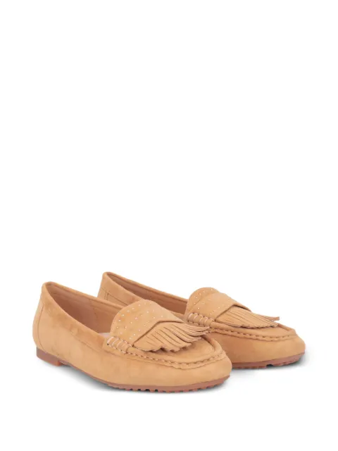 Tosca Blu fringe-detail studded loafers Brown SS2612S124
