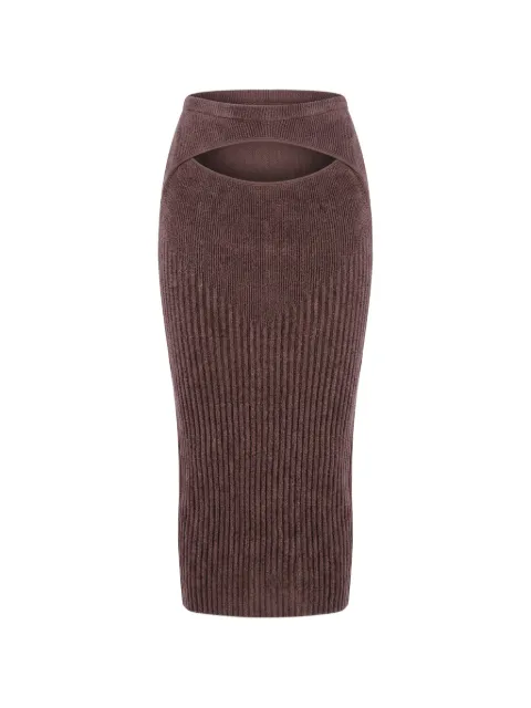 ANDREĀDAMO ribbed pencil midi skirt Brown ADFW22SK11774477VI0030477