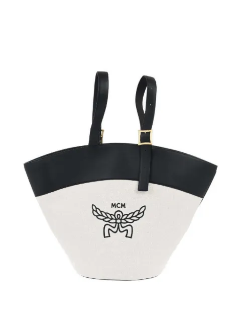 MCM Himmel logo-print buckle-detail tote bag Neutrals MWPESAC01BK