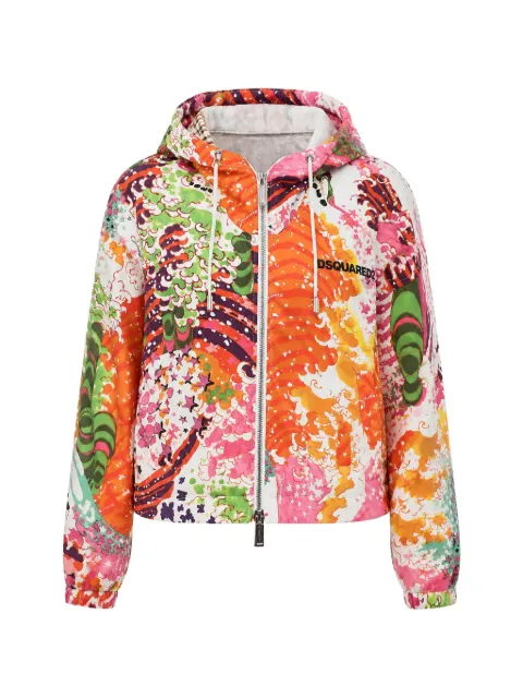DSQUARED2 patterned hooded jacket White S72AM1050D35033