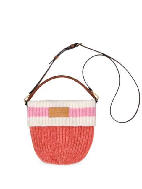 Longchamp small Le Pliage ribbed-knit crossbody bag Orange 10350HITM29
