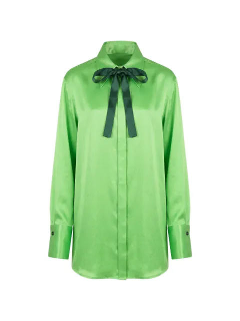 CAPASA MILANO tie-detail satin blouse Green 71C005101880604