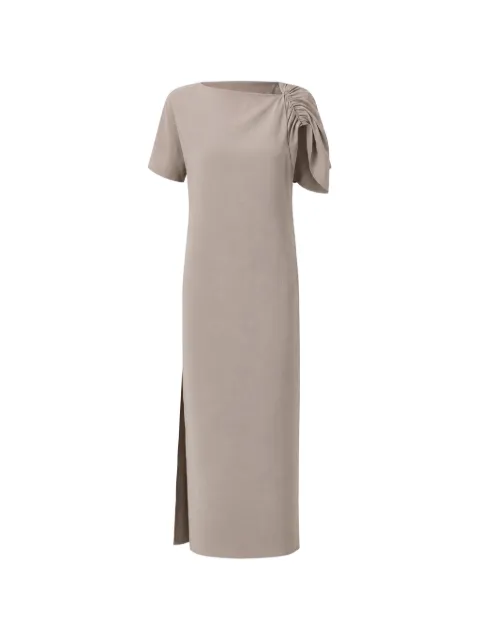 Studio Nicholson Palaestra gathered midi dress Neutrals PALAESTRASNW1867