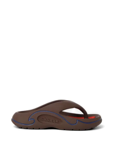 Rabanne embossed-logo thong-strap flip-flops Brown 26EHH0149SYN100