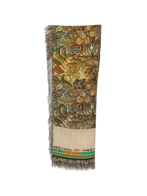 Pierre-Louis Mascia floral-print frayed scarf Neutrals ALOEUWSW135X195S4517305