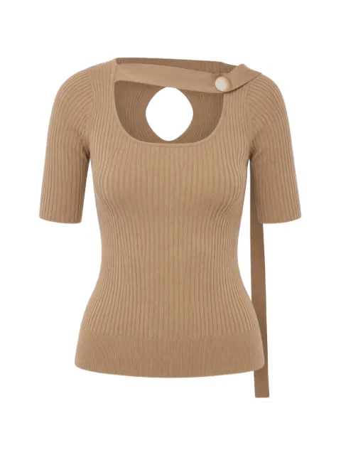 Eudon Choi ribbed cut-out top Neutrals EC22SS8K001ASTONE