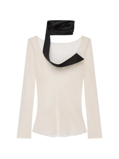 Givenchy asymmetric-collar silk blouse Neutrals BW61BS14M7
