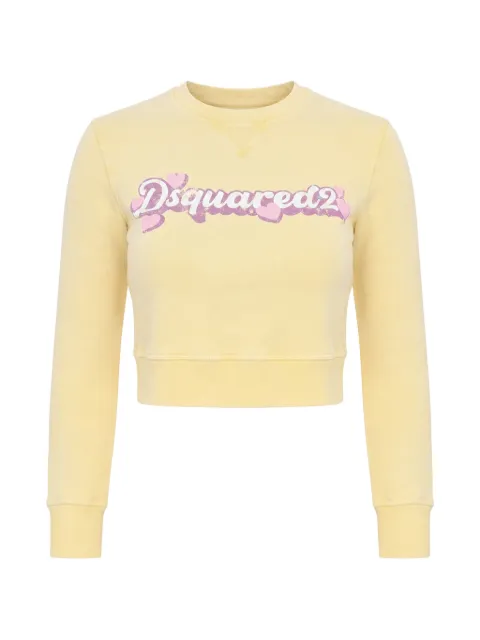 DSQUARED2 logo-print cropped sweatshirt Yellow S72GU0455S25539