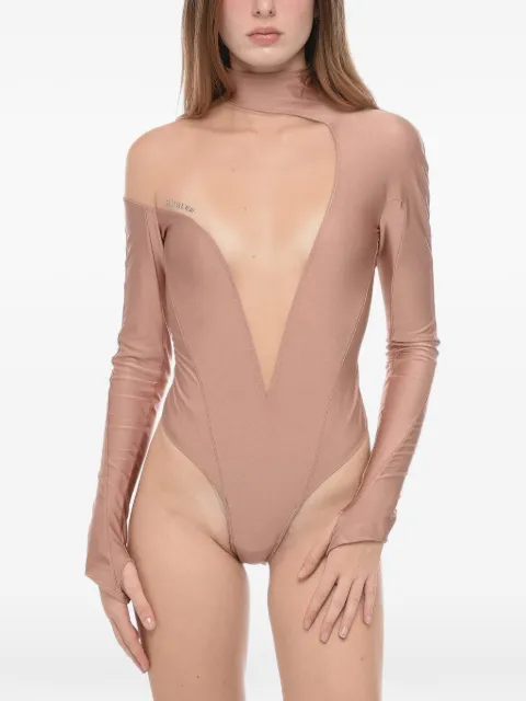 Mugler mesh-insert bodysuit Pink 23W1BO0191850B24N1
