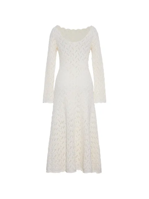 Cara Cara pointelle-knit scalloped dress Neutrals 9650IVY