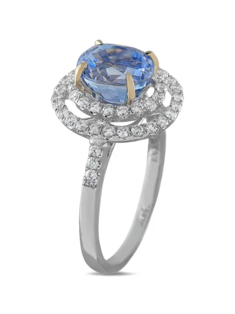 LB Exclusive sapphire and diamond halo ring Silver MF31050726