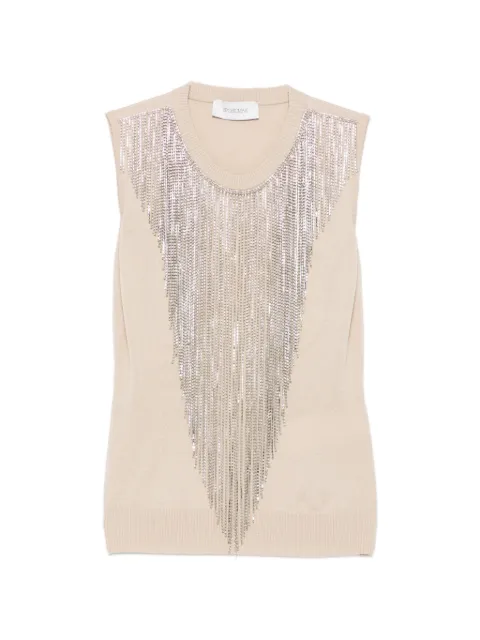 Sportmax fringed crystal-embellished top Neutrals 2622366041