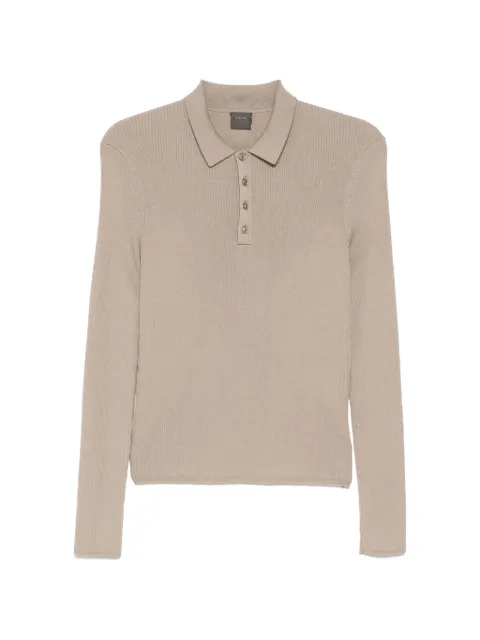 TEAM WANG design ribbed long-sleeve polo shirt Brown TWSS26A532WARMSAND