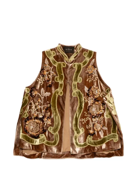 Biyan sequin-embellished velvet waistcoat Brown JBSS26001
