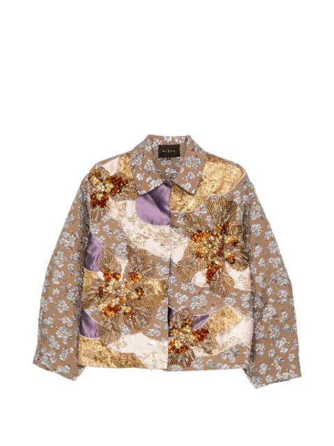 Biyan floral-jacquard bead-embellished jacket Neutrals JBSS26008