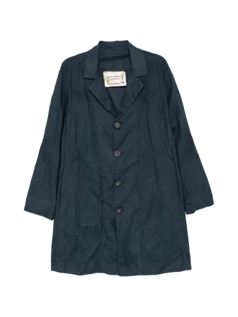 By Walid embroidered poplin single-breasted coat Blue 171397MNORI