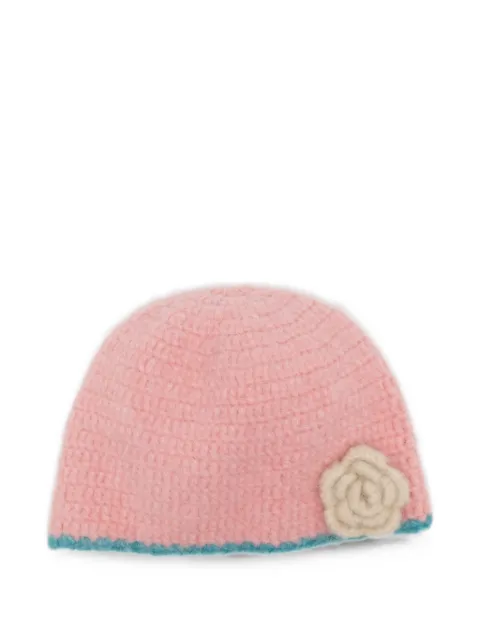 ROCKFISH crochet-knit flower-patch beanie hat Pink CL1ACBF3HA001PINK
