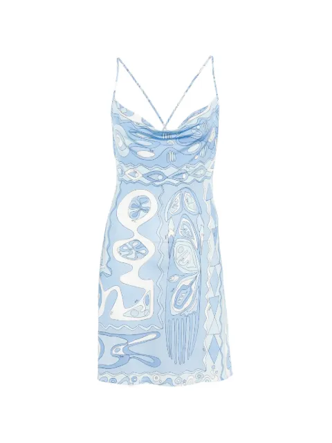 PUCCI abstract-print cowl-neck dress Blue 6HJG376H787
