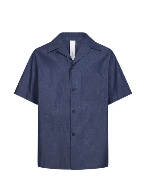 Hevo cuban-collar short-sleeve shirt Blue NOVOLIC