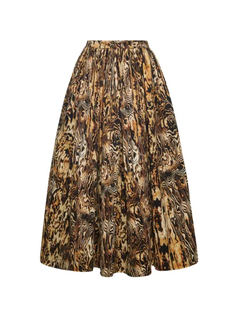 Adam Lippes Briar woodgrain-print midi pleated skirt Brown S26408PP
