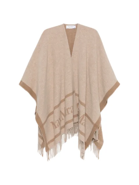 Max Mara kacquard wool poncho - beige Brown 2624546071600