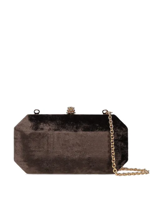 Tyler Ellis small Perry velvet clutch bag Brown T64CV