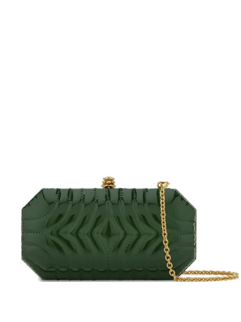 Tyler Ellis small Perry quilted patent-leather clutch bag Green 810121242582