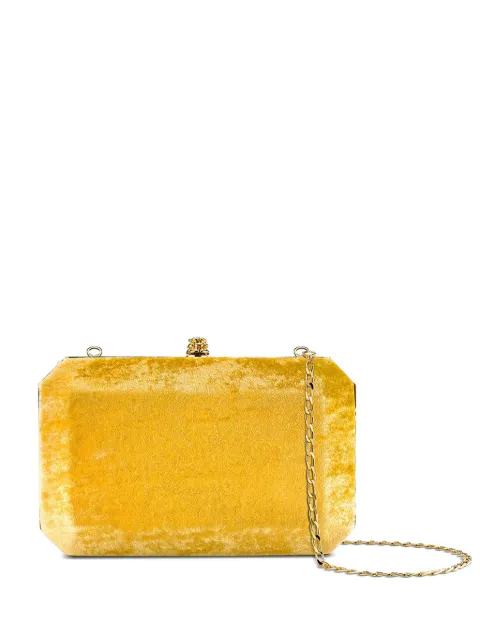 Tyler Ellis medium Perry crushed-velvet clutch bag Yellow T65CV701O