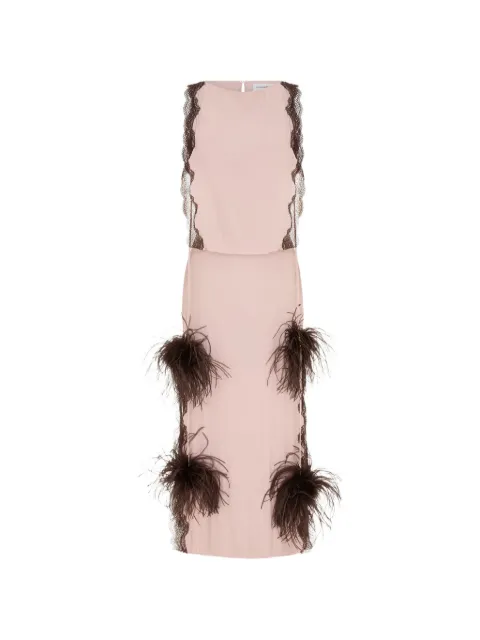 16Arlington Romina feather-trim midi dress Pink DMD742SS2601BLUSHPINK