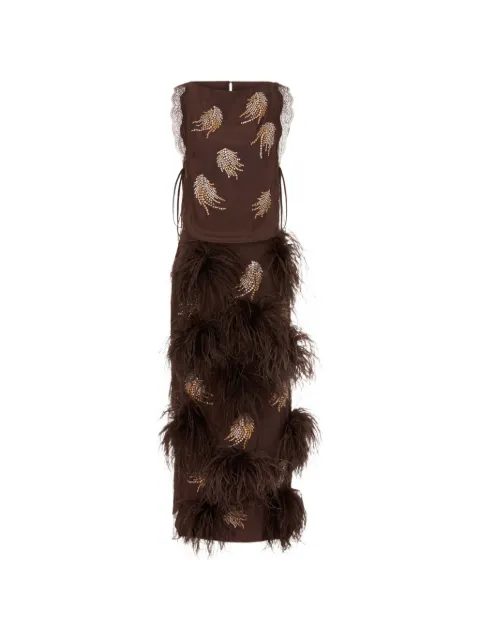 16Arlington Gabby crystal-embellishment midi dress Brown DMD731SS2602SATINCHOCOLATE