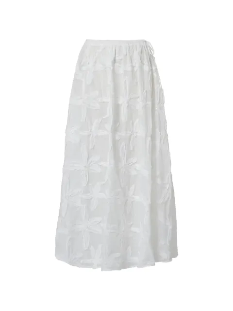 FARM Rio floral-appliqué long skirt White 260468