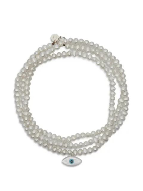 Undercover eye-pendant pearl-beaded bracelets White UC1F4A01