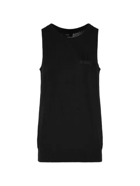 AMIRI logo-embroidered mesh-knit tank top Black AMTOKN1101