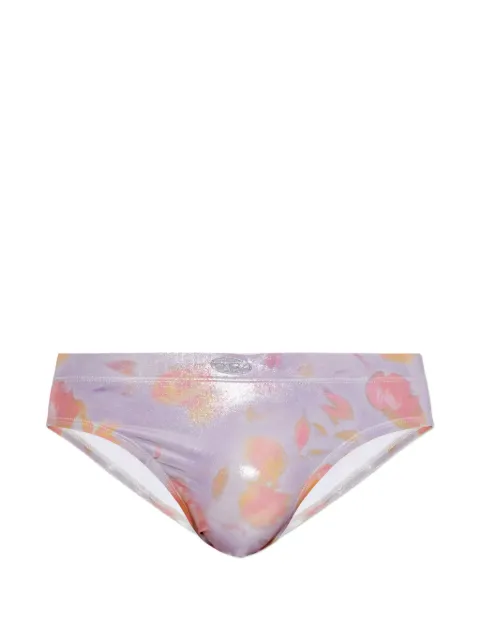 Diesel floral-print metallic-effect swimming briefs Purple A176160EGEL