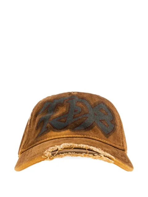 Diesel distressed-effect logo-print cap Brown A241790WECB