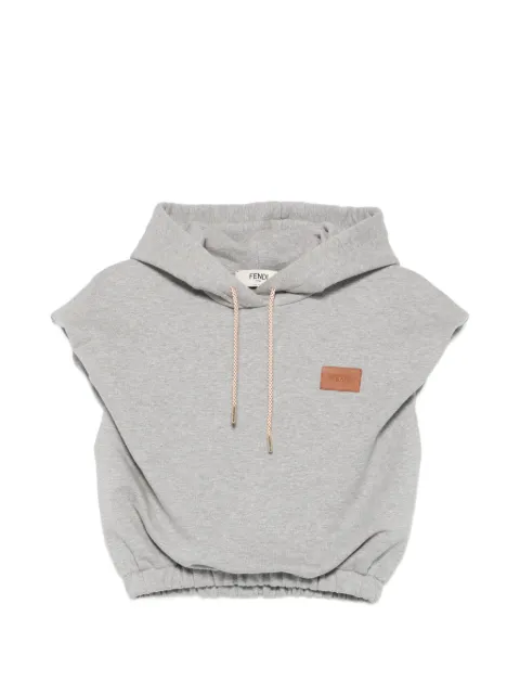 FENDI logo-patch sleeveless hoodie Grey FS9798AW8B