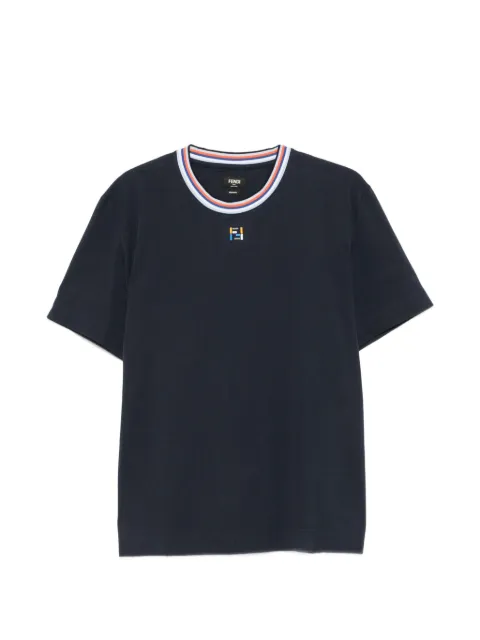FENDI FF logo-embroidered T-shirt Blue FY0936AUIA