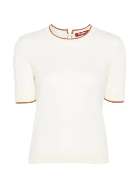 Max Mara contrast-trim short-sleeve T-shirt White 2626366081