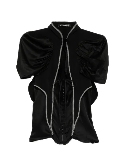 Ottolinger contrast-trim gathered-sleeve top Black 11110951102