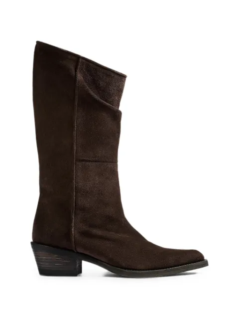 KHAITE Clive suede cowboy boots Brown F1105946