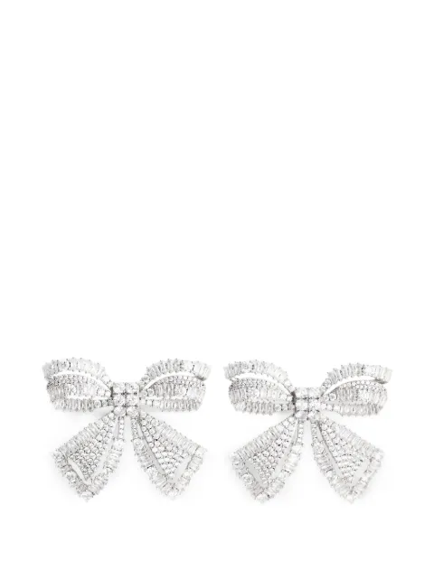 Self-Portrait crystal-embellished bow earrings Silver PF26617ESL