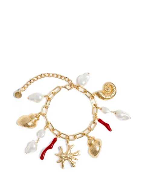 Self-Portrait pearl and coral charms bracelet Gold PF26618BGD