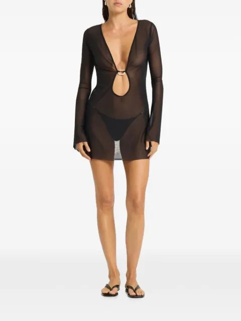 Bond-eye cut-out long-sleeve beach cover Black BOUND804PM