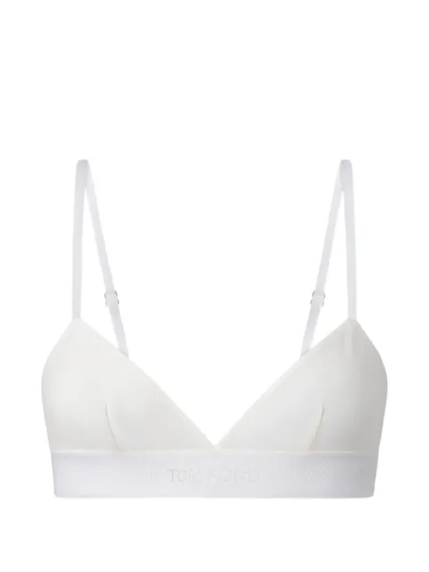 TOM FORD logo-embroidered bra White BRJ009JEX166098