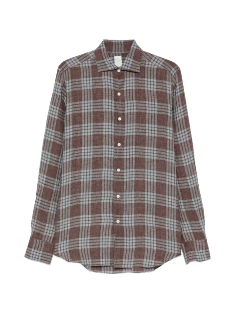 Finamore 1925 Napoli checked long-sleeve shirt Brown TK46LIZ046310P6045F