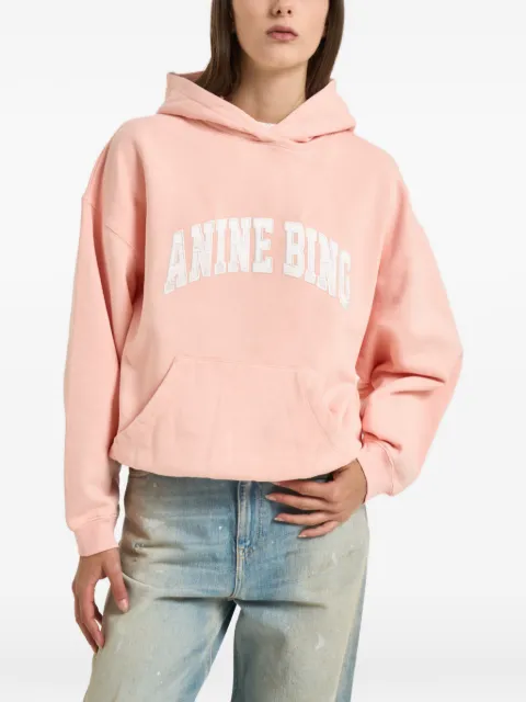 ANINE BING Harvey logo-appliqué hoodie Pink 12315