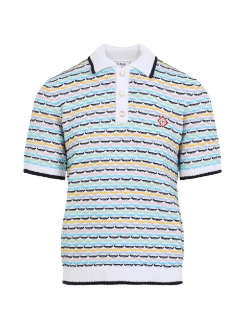 Casablanca logo-patch knit polo shirt White MPF26KW12601