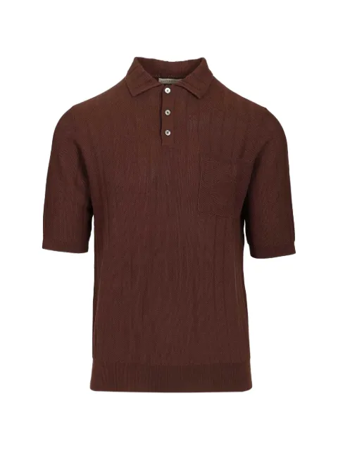 Ballantyne ribbed-knit chest-pocket polo shirt Brown B2W17614C13