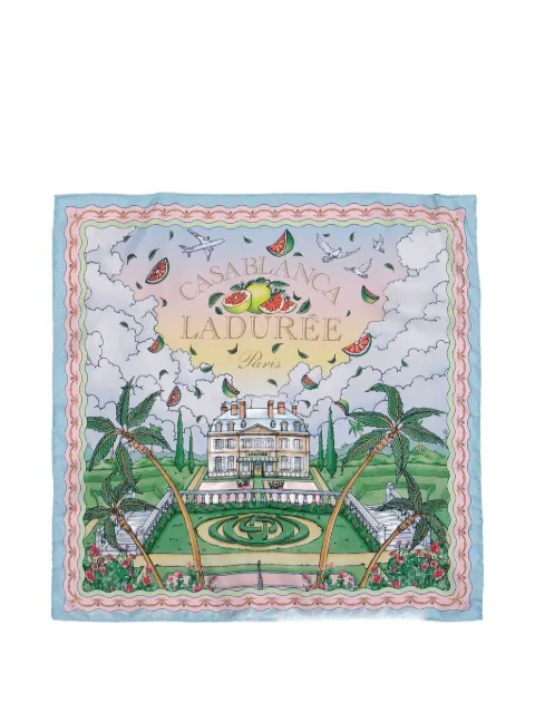 Casablanca Laduree-motif silk scarf Blue APF26ACC05301